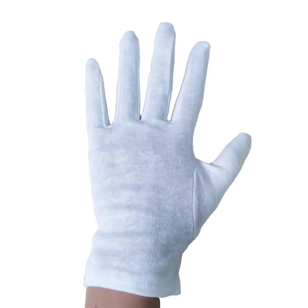 Durable Interlock Finger General Hand Protective Bleached White Bike Riding Examination Cotton Driving Gloves