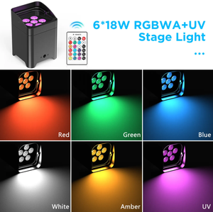 Rgbwa + UV แบบไร้สาย DMX แบตเตอรี่ที่ใช้งานแบบ6X18W LED Matrix Light 6X18W นำ PAR CAN Spotlight ย้ายหัวไฟแห้งอบอุ่นสีขาวสำหรับ - Product Image 6
