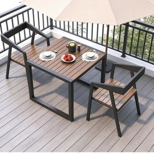 Conjunto <span class=keywords><strong>de</strong></span> <span class=keywords><strong>Mesa</strong></span> <span class=keywords><strong>y</strong></span> <span class=keywords><strong>Sillas</strong></span> para Exteriores, Resistentes al Sol <span class=keywords><strong>y</strong></span> al Agua, <span class=keywords><strong>de</strong></span> Plástico <span class=keywords><strong>y</strong></span> Madera, para Patio, Jardín, Terraza o Villa - Product Image 4