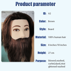 Cabeza <span class=keywords><strong>de</strong></span> Maniquí Masculina para Entrenamiento <span class=keywords><strong>de</strong></span> Peluquería, 100% Cabello Humano Indio Natural, 54 cm, para Prácticas <span class=keywords><strong>de</strong></span> Peinado, Decoloración y Barba - Product Image 3