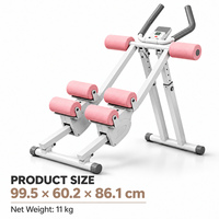 FLOWA Appareil d'entraînement abdominal pliable blanc et rose pour rangement vertical