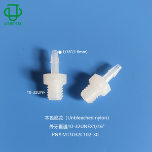 <b>PP</b>-Nylon Plastic 10-32UNF External Thread Hose Connector Clear For Water Air Fluid Transfer - Product Image 3