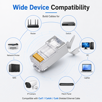 Connecteur RJ45 blindé Cat 7, fiche modulaire en deux parties, plaqué or 50 microns pour câble réseau Ethernet LAN, cordon de raccordement