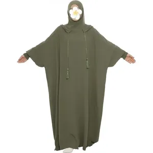 Robe de prière musulmane Abaya, robe Abaya à capuche unie en une seule pièce <span class=keywords><strong>pour</strong></span> femmes, robe longue maxi islamique, Jilbab Dubaï OEM/Personnalisé - Product Image 4