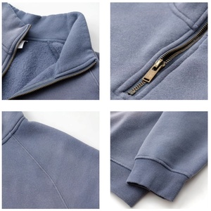 TKAN536D Fabricants de vêtements Tissu tricoté uni teint en filature Sweat à capuche à fermeture éclair à col montant pour homme à manches longues pour l'hiver - Product Image 3