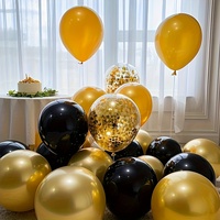 Kit de ballons en latex à paillettes rondes noires et dorées, 60 pièces/ensemble, durables, pour la décoration de mariages, anniversaires, festivals et de la pièce.