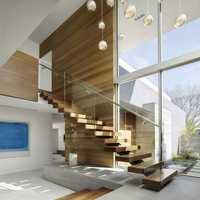 2025 Escalier moderne à limon simple de nouvelle conception avec double garde-corps en verre trempé pour les intérieurs de maison