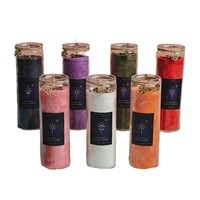 Bougie parfumée aux sept chakras, faite à la main, en cire végétale, forme de croissant de lune, décor de fleurs séchées, vœu spirituel, rituel magique, maison