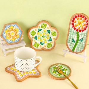 Custom <b>Wooden</b> Assorted Shapes Mosaic Bases for DIY Mosaic Coaster Kit Handcrafted Glass Mosaic Tiles Crafts for Adults and Kids - Product Image 1