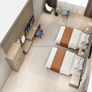 Affordable Hotel Japanese Style Tatami <b>Bed</b> Set Wood <b>Frame</b> Low <b>Platform</b> Twin <b>Beds</b> with Soft Headboard for 3 Star Hotel - Product Image 1