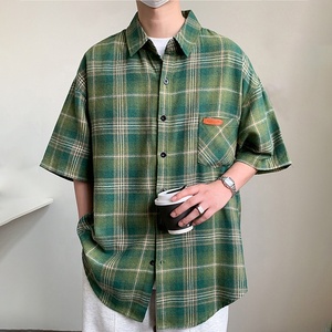 Camisas <span class=keywords><strong>de</strong></span> Manga Corta con Botones <span class=keywords><strong>para</strong></span> <span class=keywords><strong>Hombre</strong></span>, Tallas Grandes y Altas, 10XL, Blusa a Cuadros, Estilo Coreano y Japonés - Product Image 2
