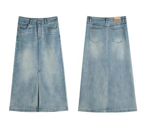 OEM ODM yüksek Rise klasik mavi Denim kot etek zarif Streetwear düğme sevimli düz sıska tasarım çapak kenar cepler yaz - Product Image 6