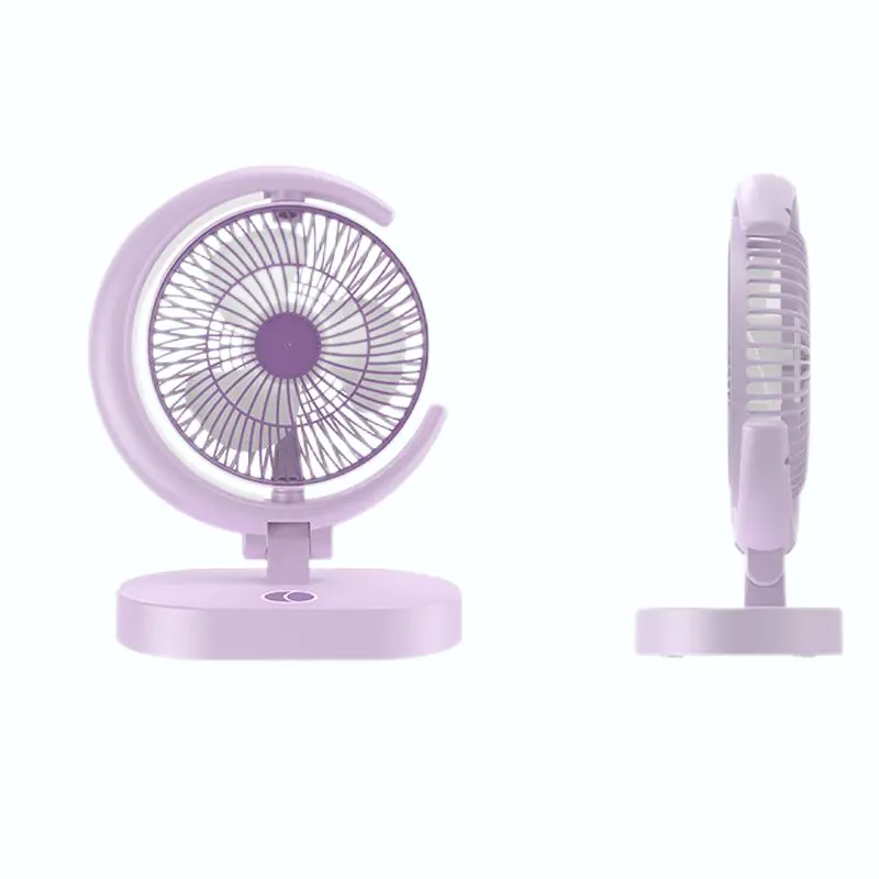 2023 Newest Summer Personal, Portable Small Usb Rechargeable Desktop Fan Foldable With Night Light 4 Wind 3 Lighting Setting/