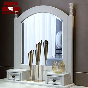 Ensemble de colonnes romaines antiques et anciennes, pieds ronds sculptés, avec tiroirs et miroirs, table de toilette en bois massif - Product Image 5