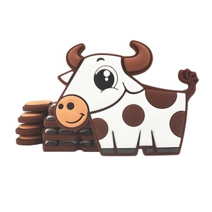 Collar de dentición DIY para bebés, sin BPA, con diseño de vaca, juguete molar seguro con forma de animal de dibujos animados, venta al por mayor - Product Image 1