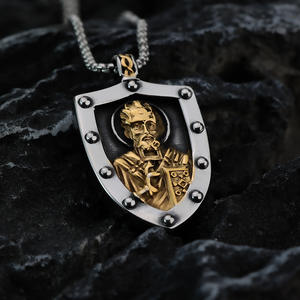 Collar con Colgante de Escudo de Acero Inoxidable, Estilo Hip Hop para Hombre, Diseño Asimétrico de San Miguel Arcángel, Joyería de Regalo - Product Image 3
