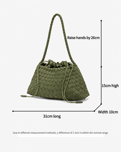 Sac fourre-tout vintage en cuir suédé tressé léger pour femme, avec fermoir et bandoulière amovible, capacité 1L, collection Hiver 2026 - Product Image 3