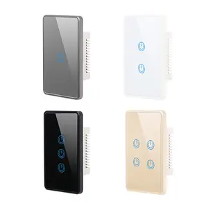 XUGUANG TUYA US Wifi Smart Light Switch Glass Screen Need Neutral Wire Touch Panel Voice Control Wireless Wall Switches Remote