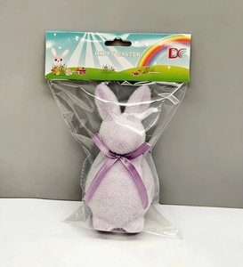 DAMAI Wholesale Easter Flocked Bunny Decor Colorful Bow Knot Standing Rabbit Pick Sticks for Home Tabletop Festival Decoration - Product Image 4