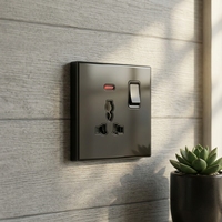 Interrupteur mural en verre trempé avec prise USB de type C, 1 interrupteur 2 voies, interrupteur mural universel et prise murale