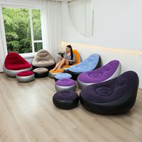 Canapé sectionnel gonflable moderne en deux parties avec repose-pieds, nouveau design macaron, canapé pouf pliable en tissu confortable
