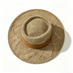Unisex Hollow <b>Straw</b> Bucket <b>Hat</b> Fabric Band Wide Brim UV Protection Summer Beach Sun <b>Hat</b> ACE Custom Logo - Product Image 4