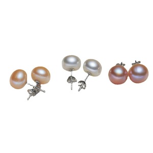 Cultured Freshwater Pearl 925 <b>Silver</b> <b>Stud</b> Earrings Round Shape AAA Grade Everyday Wear - Product Image 3