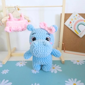All'ingrosso fatto a mano morbido uncinetto ippopotamo bambino peluche uncinetto animale bambola Amigurumi personalizzato farcito a maglia ippopotamo con tutù rimovibile - Product Image 5