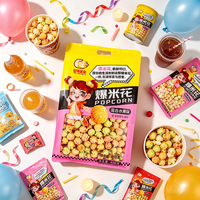 Collations céréaliers cuites au four certifiées GFSI/FSSC22000, Popcorn de maïs saveur caramel sucré, sans OGM, sans gluten, sans graisses trans, boîte semi-souple