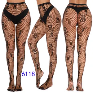 Dropshipping Suppliers Collant Femme Knitted Hosiery Stockings Sexy Custom Printed Halloween Pantyhose Women Fishnet Tight