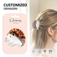 Accessoires capillaires à maintien fort, pinces à cheveux originales en forme de hérisson 3D, pinces à cheveux fantaisie en acétate en forme d'animal