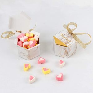 <strong>Marble</strong> Wedding Party Favor Boxes Gold Candy Boxes Hexagonal <strong>Chocolate</strong> Treat Gift Boxes with Ribbons for Bridal Baby Shower - Product Image 4