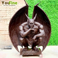 Statue de Gargoyle ailé en bronze coulé grandeur nature, grande sculpture de monstre pour la décoration de parcs, de cours et de jardins