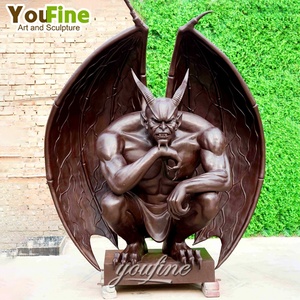 Statue de Gargoyle ailé en bronze coulé grandeur nature, grande sculpture de monstre pour la décoration de parcs, de cours et de jardins - Product Image 5