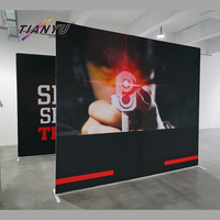 Support de toile tendue en aluminium noir portable 8ft 10ft pour mur de fond droit, stand d'exposition et bannière de salon professionnel