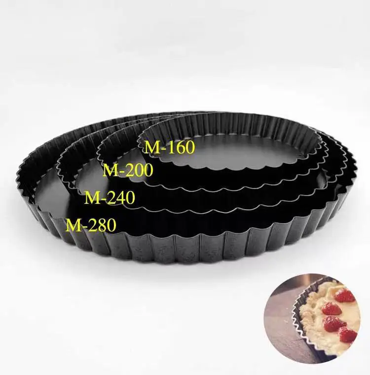 XZX858 Fluted Quiche Non-stick Pizza Pan tray With Removable Loose Bottom Tart Pie Pan