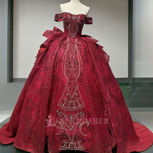 Vestidos de Quinceañera Rojos Wx76, Vestido de Fiesta para Niñas de 15 Años, Encaje con Pedrería, Mangas Desmontables, Falda de Princesa, Jancember - Product Image 6