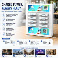 Estación de Alquiler de Baterías Portátiles NEO 8A 4G IoT con 8 Baterías de 6000mAh, Cargador Compartido Compacto de Escritorio con Código QR Retroiluminado