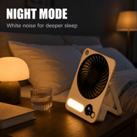 Ventilateur portable rechargeable 5 pouces 3000 mAh, mini ventilateur pliable avec veilleuse et haut-parleur Bluetooth pour table, bureau, voiture, extérieur et maison