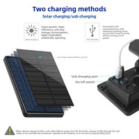 Tueur de moustiques solaire portable à LED, étanche IP65, haute tension 1200V, lumière UV 365nm, recharge USB, veilleuse