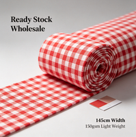 Tissu sergé 18S en flanelle mélangée teinte en fil, à carreaux rouges et blancs, brossé simple face, 150 GSM, largeur 145 cm, pour chemises, robes et usage domestique