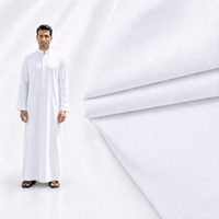 Tissu 100% polyester 210G/M, tissé uni, anti-plis, anti-statique, blanc, pour thobe arabe pour hommes musulmans