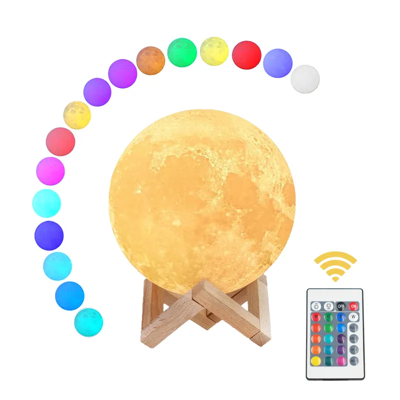 Lampe LED 3D à lumière de lune, haute qualité, prix bas, 15cm, 16 couleurs, télécommande Rechargeable/tactile/tactile