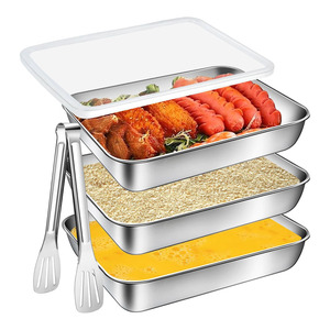Plateau à pain pour la préparation des aliments au four pour mariner la viande Cookie Grille-pain Pan en acier inoxydable Rectangle Plaque de cuisson avec couvercle - Product Image 1