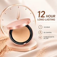 Poudre pressée légère longue durée pour le visage, fini mat, poudre fixante pour le visage imperméable