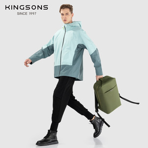 Kingsons <b>Laptop</b> <b>Backpack</b> 20-35L Water Resistant Unisex Everyday Use Yellow Green Blue Khaki Solid Color Shoulder Straps - Product Image 4