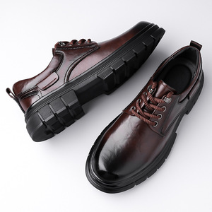 รองเท้าผู้ชาย 2026 รองเท้าหนังสีน้ำตาลสำหรับทุกฤดู รองเท้าทำงานหัวใหญ่สำหรับผู้ชาย รองเท้าบูทข้อเท้าแบบลำลองทรงเตี้ย - Product Image 2