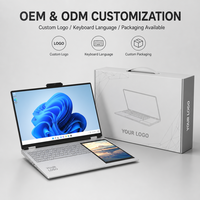 Laptop Kustom 15.6 Inci Layar Sentuh 7 Inci Laptop Layar Ganda Intel N100 Windows 11 OEM ODM Pabrik Laptop Bisnis Rumahan