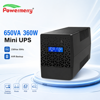 Onduleur interactif en ligne 650VA 360W 230Vac 50Hz AVR à onde sinusoïdale simulée avec batterie 12V 7Ah pour ordinateur, routeur, TPV, vidéosurveillance et alimentation de secours