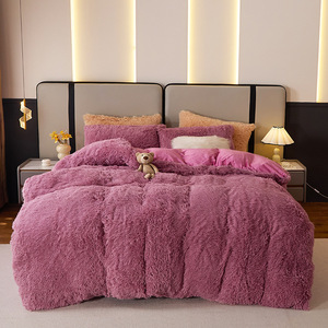 Wholesale Mink Velvet Bedding <b>Set</b> Soft Plush Winter Bed <b>Set</b> Warm <b>Duvet</b> Cover Bed Sheet Pillowcase Home Textile - Product Image 3